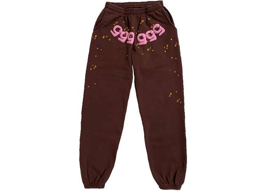 SP5DER 555 WEB BROWN SWEATPANTS